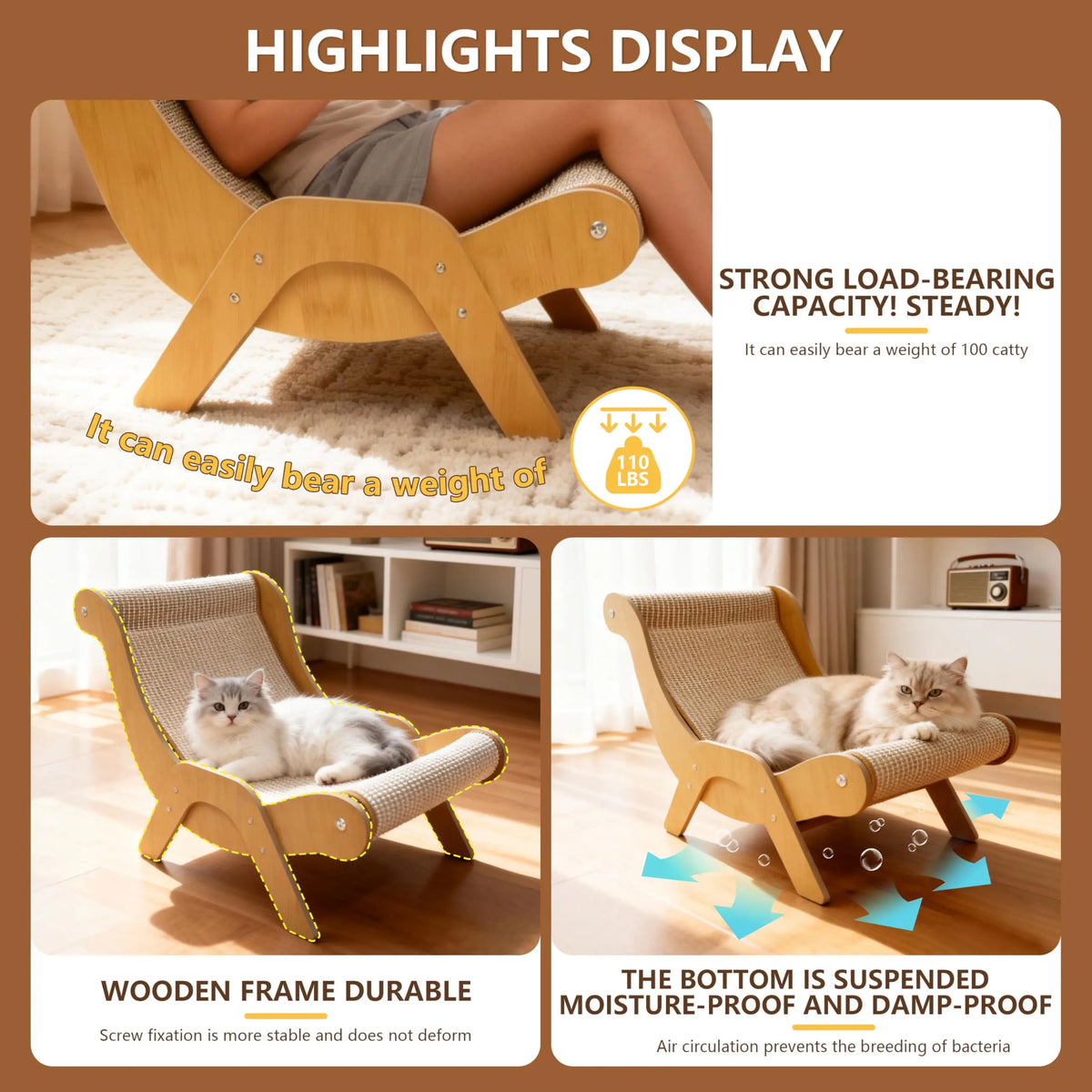 Zmaker New Cat Scratching Board Wear-Resistant Scratch-Resistant Sisal Chair Sofa Cat'S Nest Extra Large Sisal Cat Scratcher