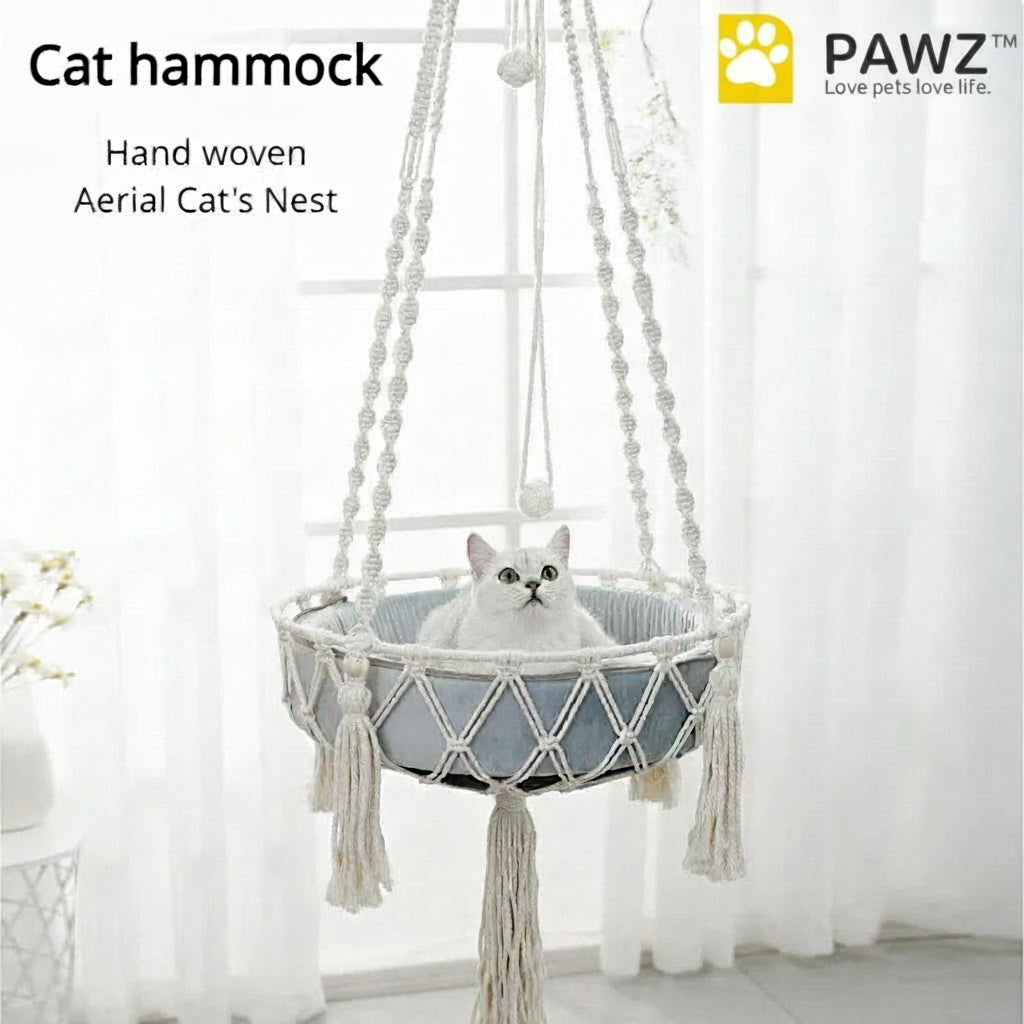 Winter Pet Hammock Cat Swing Hand Woven Cotton Rope Cats Hanging Basket Kitten Hanging String Den Indoor Pend Nest Pet Supplies
