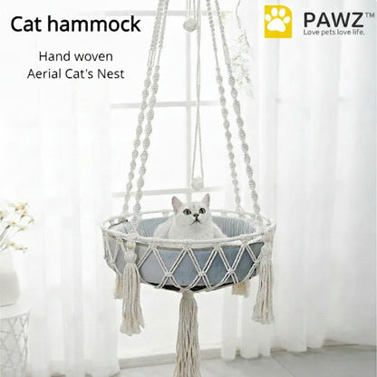 Winter Pet Hammock Cat Swing Hand Woven Cotton Rope Cats Hanging Basket Kitten Hanging String Den Indoor Pend Nest Pet Supplies