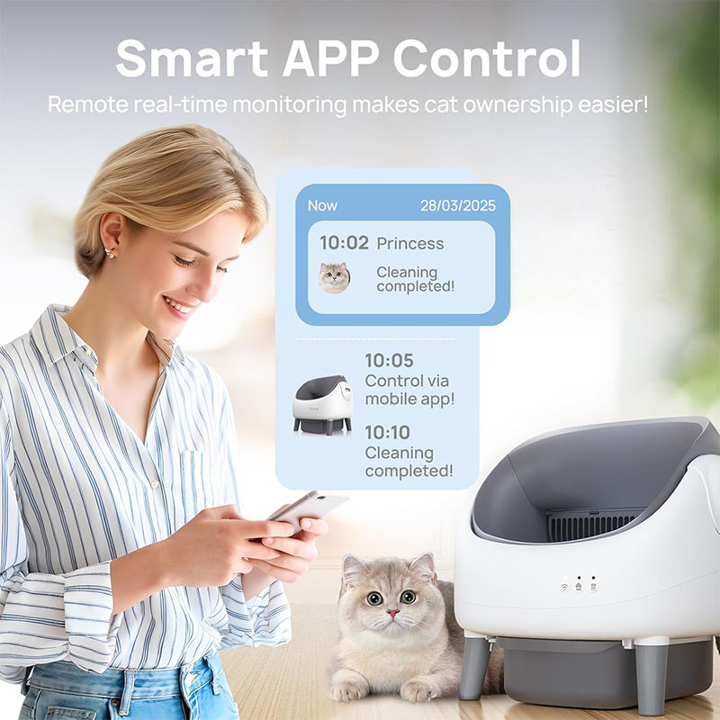 Self Cleaning Smart Litter Box for Cats Large Capacity Semi Open Odor Control Easy Clean APP Control